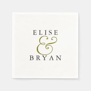White Simple Modern Elegant Wedding Napkin