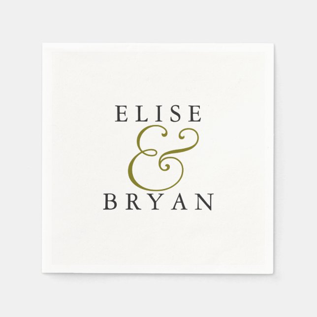 White Simple Modern Elegant Wedding Napkin (Front)