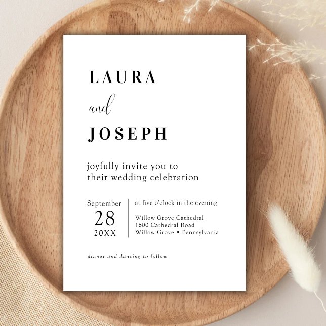 White Simple Modern Minimalist Wedding Invitation (Creator Uploaded)
