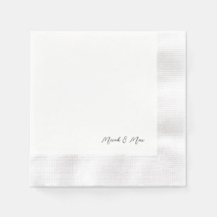 White Simple Modern Script Names Coined Napkin