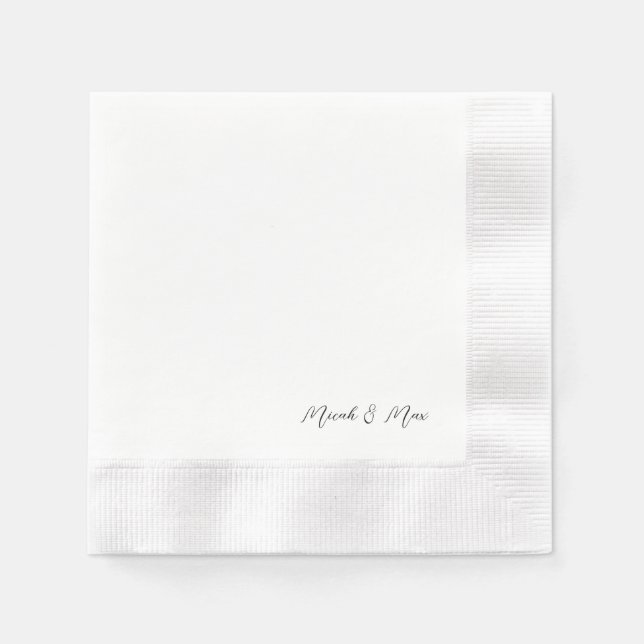 White Simple Modern Script Names Coined Napkin (Front)