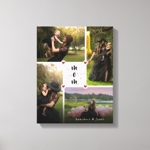 White Simple Personalized Love You Collage Photo Canvas Print