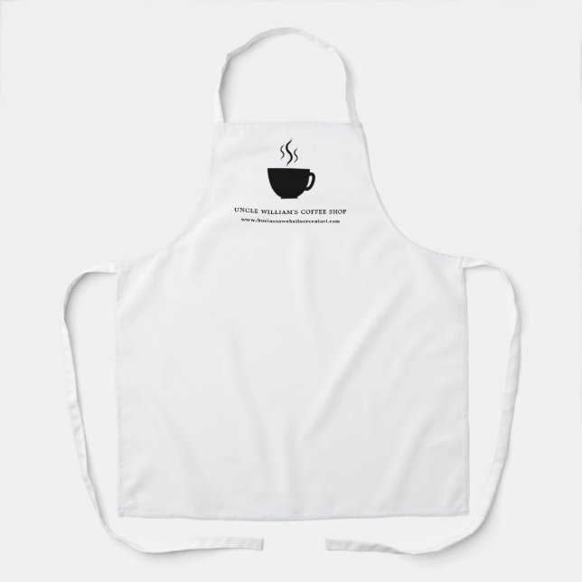 White | Simple Personalized Shop Café Coffee Cup Apron (Front)