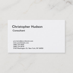 White Simple Plain Consultant Business Card