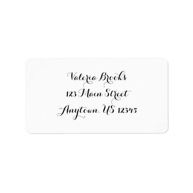 White Simple Plain Cursive Return Address Labels (Front)