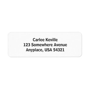 White Simple Plain Return Address Labels