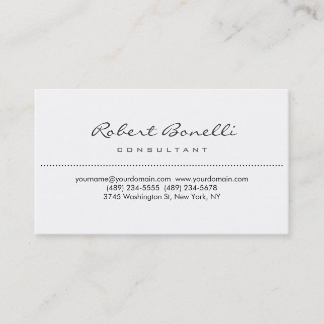 White Simple Script Consultant Business Card (Front)