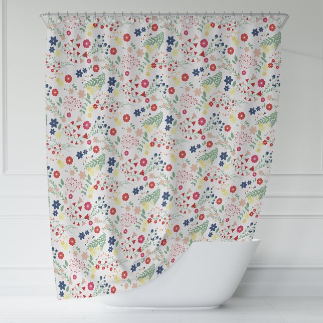 White Simple Wildflower  Pattern  (White Simple Wildflower Pattern Shower Curtain)