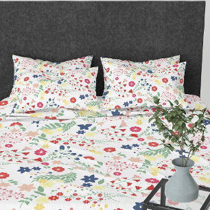 White Simple Wildflower Pattern Pillowcase