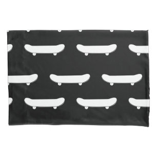 White Skateboard Monochromatic Black Skater Urban Pillowcase