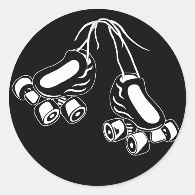 white skates classic round sticker (Front)