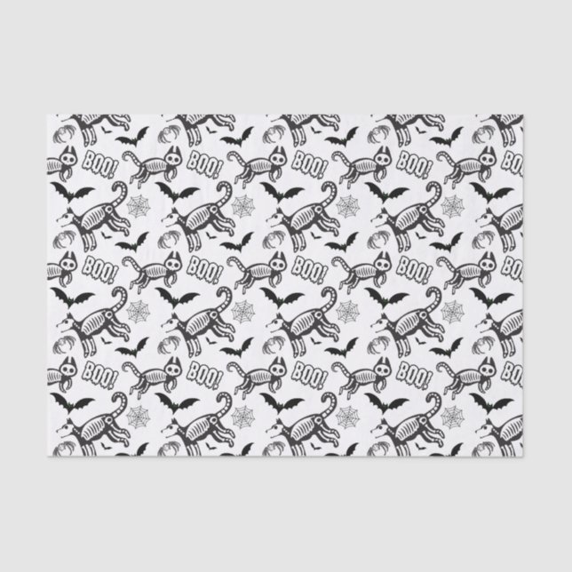 White Skeleton Animals Tissue Paper (Front)
