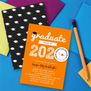 White Sketch Graduate Cap Class Of 2026 Grad Party Invitation