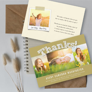 White Sketched Thanks 3 Photo Modern Graduation Announcement