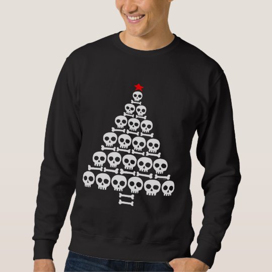 White Skull and Bones Christmas Tree Sweatshirt