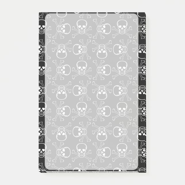 White Skull and Crossbones graphic Pattern Post-it Notes (Front)