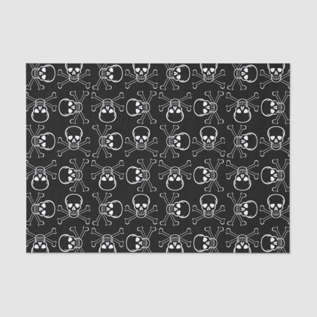 White Skull and Crossbones graphic Pattern Tissue Paper (Front)