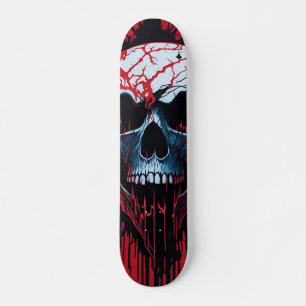 White Skull, Red & Black - Numb-Skulls Design Skateboard