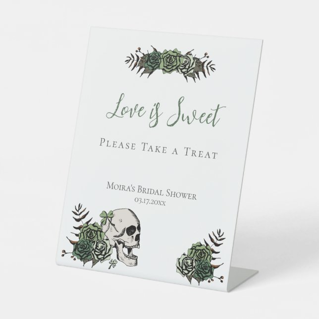 White Skull Roses Irish Bridal Shower Favours Sign (Front)