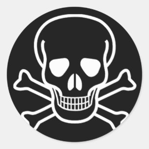 White Skull Round Sticker