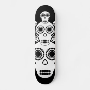 White Skulls Black Skateboard