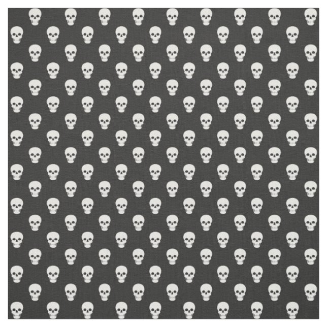 White Skulls on Black Fabric (Swatch)