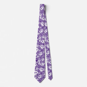 White Skulls on Purple Tie