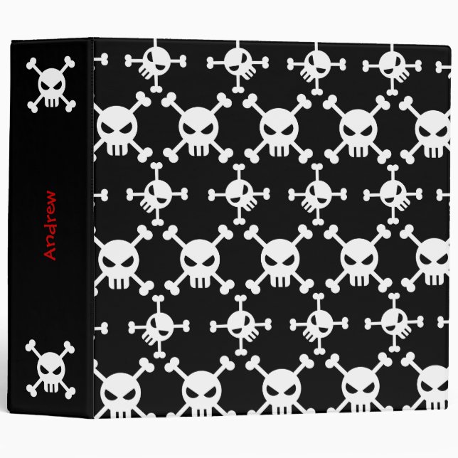 White Skulls Patterned Binder (Front/Spine)