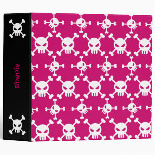 White Skulls Patterned Binder
