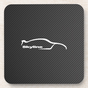 White Skyline GT-R Silhouette with Faux Carbon Coaster