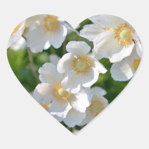 White Small Flowers on Heart Sticker