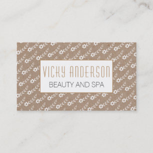 White small flowers on kraft paper rustic business card