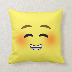 White Smiling Emoji Throw Pillow