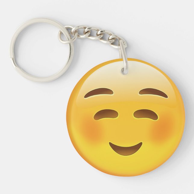 White Smiling Face Emoji Keychain (Front)