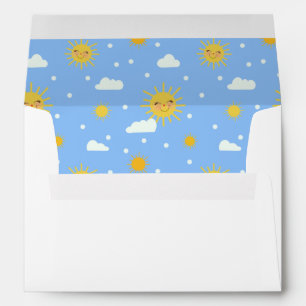 White Smiling Sun Cloudy Sky Cute Envelope