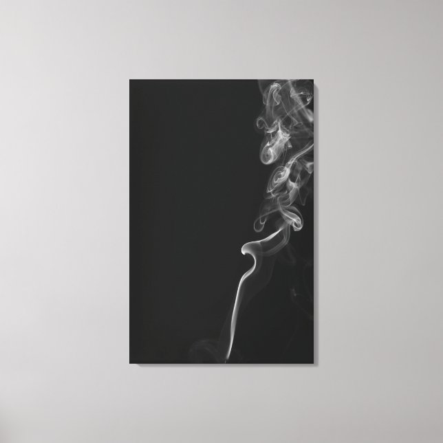White Smoke Against A Black Background Canvas Print (Front)
