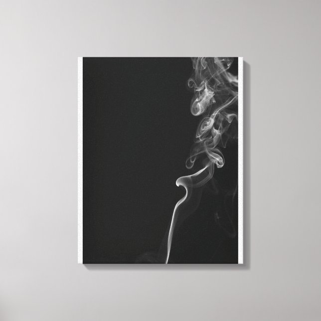 White Smoke Against A Black Background Canvas Print (Front)