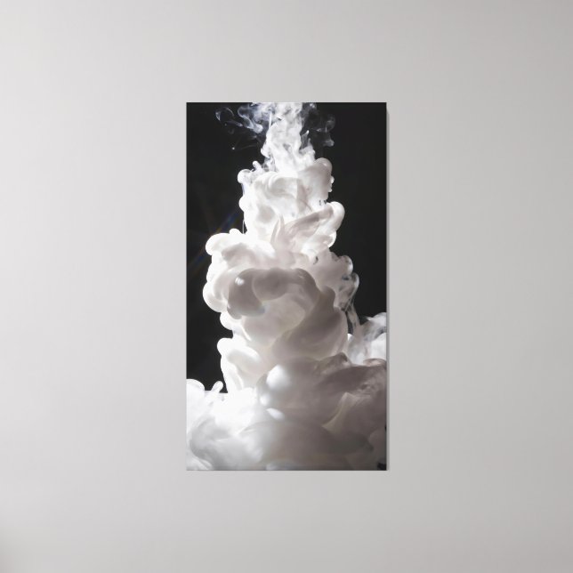 White smoke slowly rising with a black background canvas print (Front)
