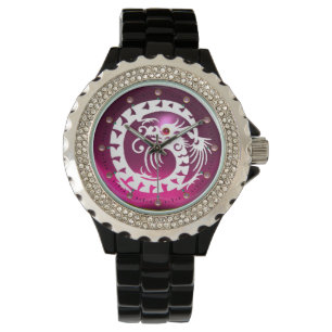 WHITE SNAKE DRAGON Pink Purple Amethyst Gem Stones Watch