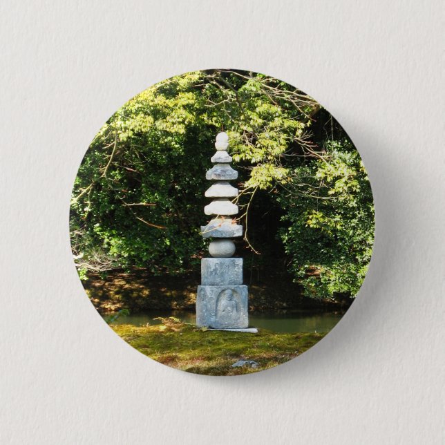 White Snake Pagoda / Hakuja No Tsuka 2 Inch Round Button (Front)