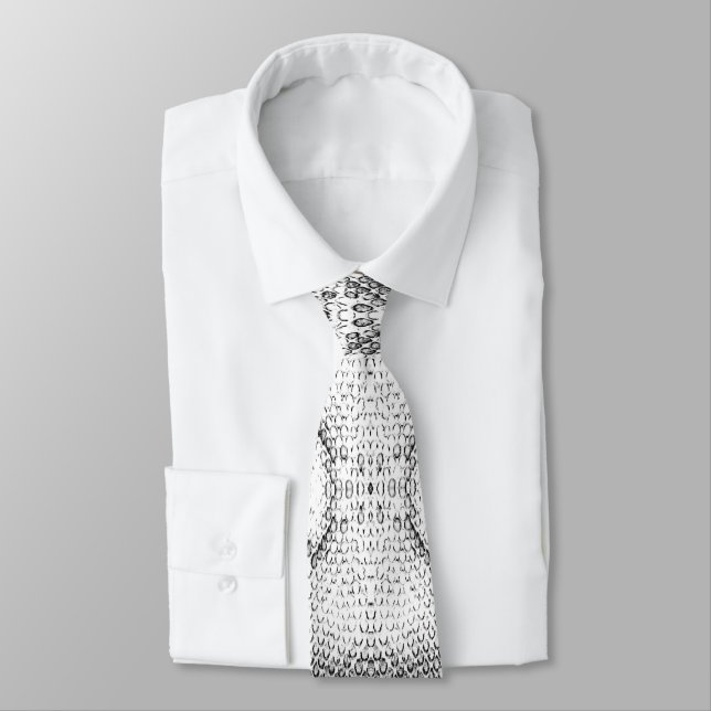 White Snake Skin Print Tie (Tied)