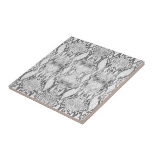White Snake Skin Print Tile