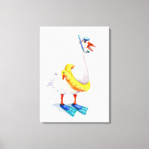 White Snorkelling Goose Canvas Print