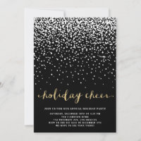 White Snow | Faux Glitter Holiday Party Invitation