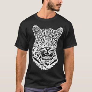 White Snow Leopard Head Jungle Animals Art T-Shirt