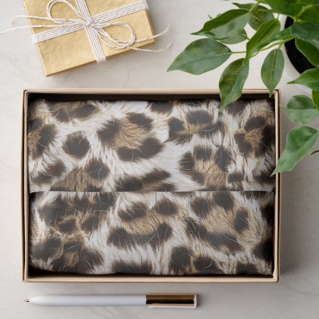 White Snow Leopard Print Safari Party ID1157 Tissue Paper (Gift)