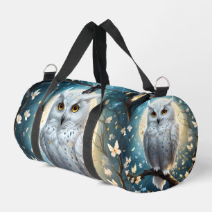White Snow Owl With Sparkle, Duffle Bag