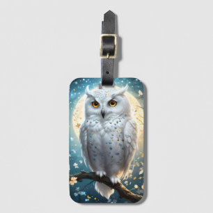 White Snow Owl With Sparkle,  Luggage Tag