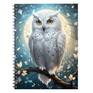 White Snow Owl With Sparkle, Notebook