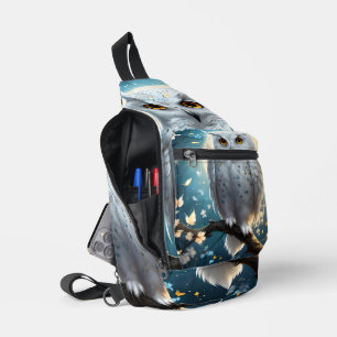 White Snow Owl With Sparkle,  Sling Bag